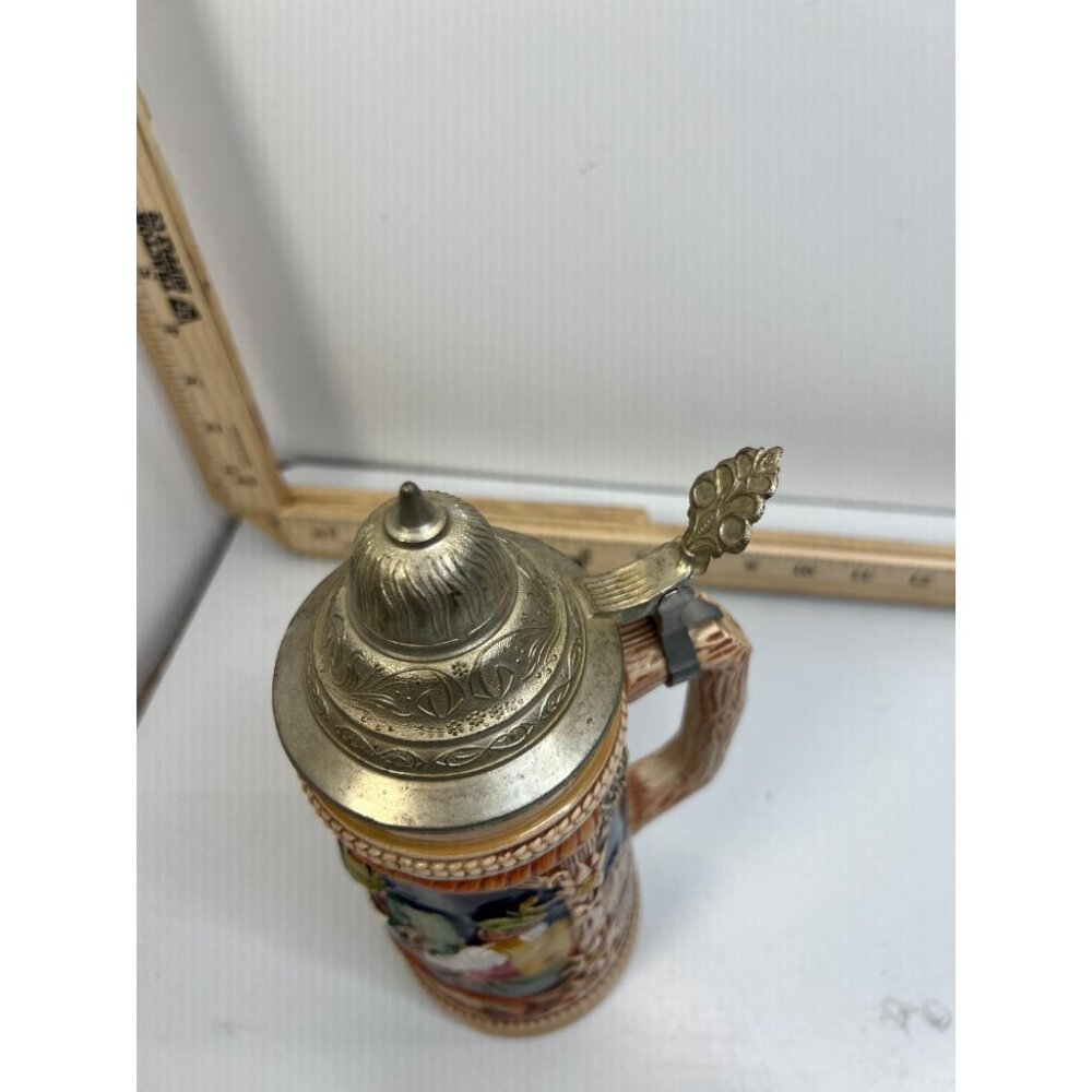 Vintage Gerz W Germany Beer Stein Pewter Lid German Tavern Scene Antique Mug - Picture 5 of 5